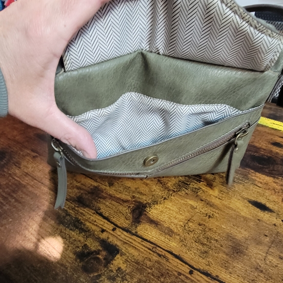 Olive Green Leather Crossbody Bag - Picture 6 of 11